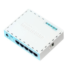 Маршрутизатор MikroTik hEX with Dual Core 880MHz MHz CPU, 256MB RAM, 5 Gigabit LAN ports, USB, RouterOS L4, plastic case, PSU