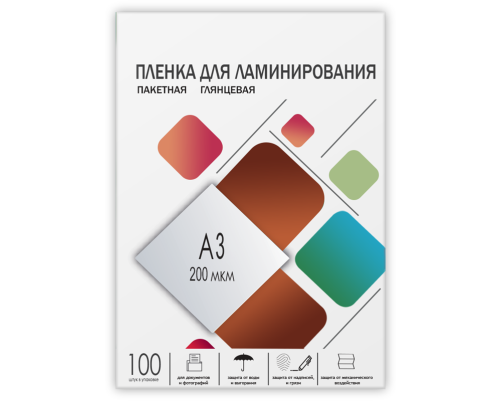 Пленка для ламинирования A3, 303х426 (200 мкм) глянцевая 100шт, ГЕЛЕОС [LPA3-200]