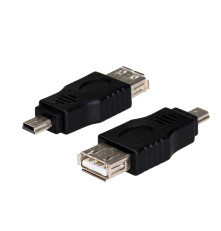 Переходник USB 2.0 miniUSB / AF открытый коннектор, штекер - гнездо, GCR-55252