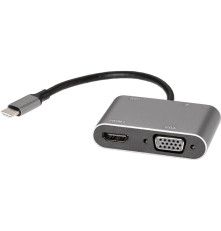 Адаптер USB Type-Cm-->VGA, HDMI 4k*30Hz, USB3.0, PD, Audio, iOpen (Aopen/Qust)<ACU4511>