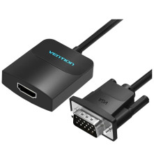 Мультимедиа конвертер Vention VGA + аудио > HDMI, гибкий, черный