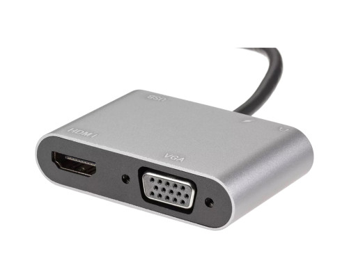 Адаптер USB Type-Cm-->VGA, HDMI 4k*30Hz, USB3.0, PD, Audio, iOpen (Aopen/Qust)<ACU4511>