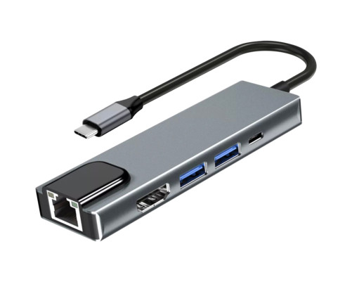 Адаптер USB 3.1 Type-Cm ->HDMI A(m) 4K@30Hz, RJ45, 2XUSB3.0, PD, iOpen <ACU435M>