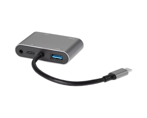 Адаптер USB Type-Cm-->VGA, HDMI 4k*30Hz, USB3.0, PD, Audio, iOpen (Aopen/Qust)<ACU4511>