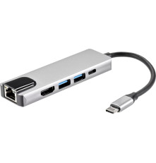 Адаптер USB 3.1 Type-Cm ->HDMI A(m) 4K@30Hz, RJ45, 2XUSB3.0, PD, iOpen <ACU435M>