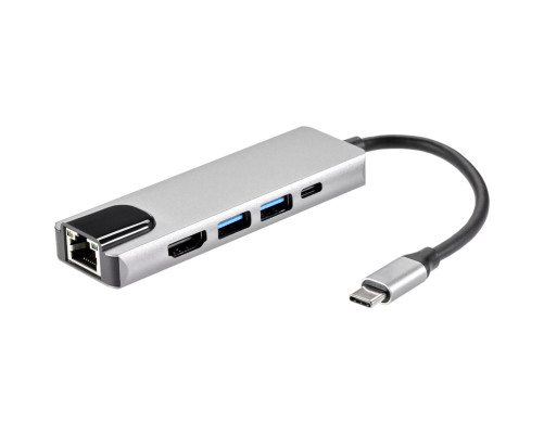 Адаптер USB 3.1 Type-Cm ->HDMI A(m) 4K@30Hz, RJ45, 2XUSB3.0, PD, iOpen <ACU435M>