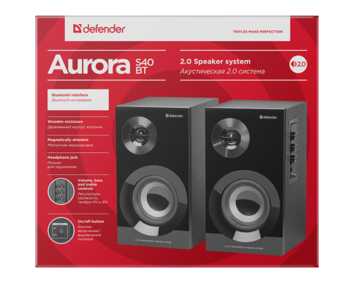 Акустическая система Defender Aurora S40 BT, 2.0, 40Вт, bluetooth, 220В