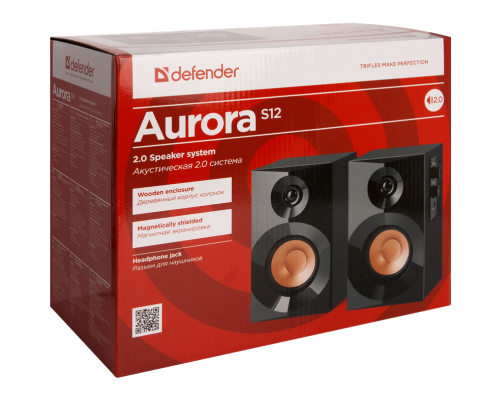 Акустическая система Defender Aurora S12 2.0, 12 Вт, деревянный корпус, 220В