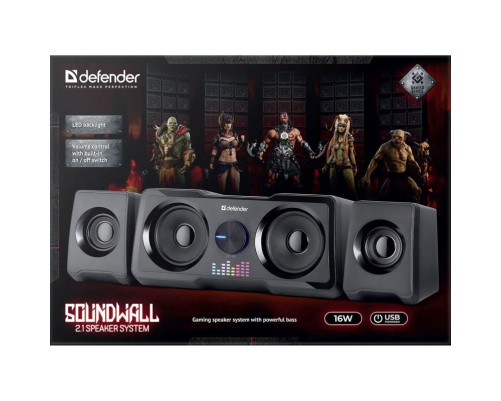 Акустическая система Defender Soundwall 2.1, 16 Вт, питание от USB