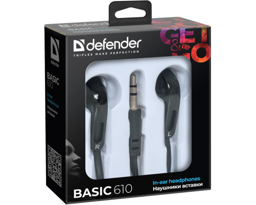 Наушники внутриканальные Defender Basic 610 черный