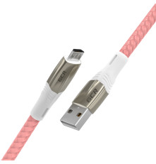 Кабель 1.7m MicroUSB series MERCEDES, PINK NYLON, супер быстрая зарядка, 28/22 AWG, GCR-51955