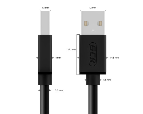 Кабель 0.15m USB 2.0, AM/AM, черный, 28/28 AWG, экран, армированный, морозостойкий