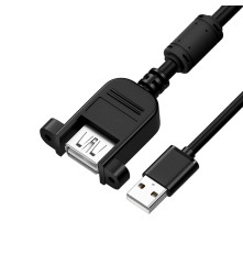 Кабель-удлинитель 1.5m USB AM/AF крепление под винт, черный, GCR-54747