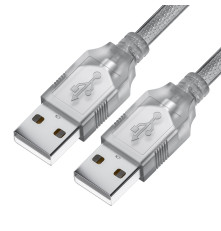 Кабель 0.5m USB 2.0, AM/AM, прозрачный, 28/28 AWG, экран, армированный, морозостойкий, GCR-UM3M-BB2S-0.5m