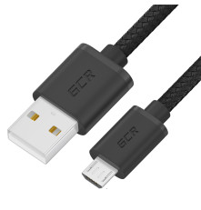 Кабель 1.0m MicroUSB, быстрая зарядка, черный нейлон, GCR-54085