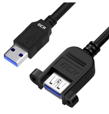 Кабель-удлинитель 1.0m USB 3.0, AM/AF крепление под винт, черный, GCR-52918