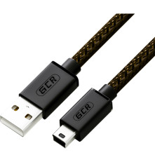 Кабель 3.0m USB 2.0, AM/mini 5P, черно-прозрачный, 28/24 AWG, экран, армированный, морозостойкий, GCR-50798