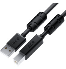 Кабель 0.75m USB 2.0, AM/BM, черный, ферритовые кольца, 28/24 AWG, экран, армированный, морозостойкий, GCR-52416