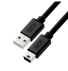 Кабель 5.0m USB 2.0, AM/mini 5P, черный, 28/28 AWG, экран, армированный, морозостойкий, GCR-UM2M5P-BB2S-5.0m