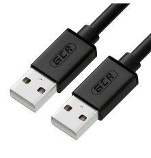 Кабель 1.5m USB 2.0, AM/AM, черный, 28/28 AWG, экран, армированный, морозостойкий, GCR-UM2M-BB2S-1.5m