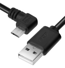 Кабель 1.0m USB 2.0, AM/microB 5pin угловой, черный, 28/28 AWG, экран, армированный, морозостойкий, GCR-UA8AMCB6-BB2S-1.0m