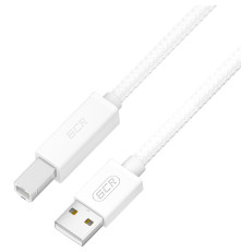 Кабель 1.0m USB 2.0, AM/BM, белый нейлон 28/24 AWG, экран, армированный, морозостойкий, GCR-54211