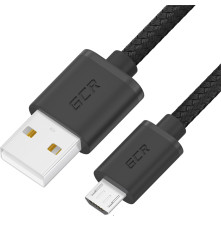 Кабель 1.5m MicroUSB, быстрая зарядка, черный нейлон, GCR-54086