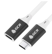 Кабель-удлинитель USB 3.1 Type C-С, 3.0m белый, 100W/20V/5A, M/F, TPE, AL сase черный, белый ПВХ, экран, армированный, GCR-53735