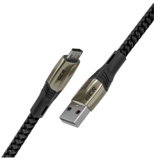 Кабель 1.7m MicroUSB series MERCEDES, BLACK NYLON, быстрая зарядка, GCR-51949