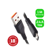 Кабель GoPower GP01M USB (m)-microUSB (m) 1.0м 2.4A ПВХ черный (1/800)