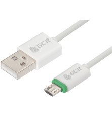 Кабель 3A 1.0m для Samsung USB 2.0, AM/microB 5pin, ABS, белый, зеленый ПВХ, 28/22 AWG, поддержка функции быстрой зарядки, экран, армированный, морозостойкий, GCR-50965