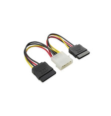 Кабель SATA питания-разветвитель 0.15 m GCR GC- ST205, MOLEX 4pin / 2 x SATA 15pin, медь, пакет