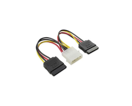 Кабель SATA питания-разветвитель 0.15 m GCR GC- ST205, MOLEX 4pin / 2 x SATA 15pin, медь, пакет