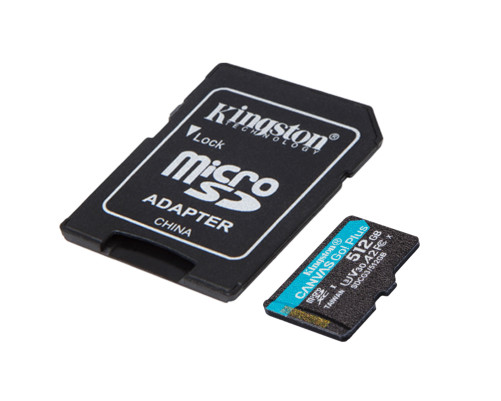 Карта памяти Kingston 512GB microSDXC Canvas Go Plus 170R A2 U3 V30 Card + ADP