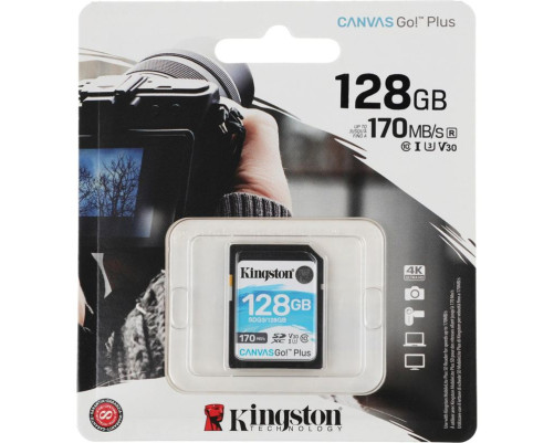 Карта памяти Kingston 128GB SDXC Canvas Go Plus 170R C10 UHS-I U3 V30/ Kingston 128GB SDXC Canvas Go Plus 170R C10 UHS-I U3 V30