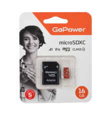 Карта памяти microSD GoPower 16GB Class10 UHS-I U3 V10 с адаптером