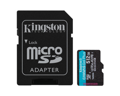 Карта памяти Kingston 512GB microSDXC Canvas Go Plus 170R A2 U3 V30 Card + ADP