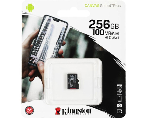 Карта памяти Kingston 256GB microSDXC Canvas Select Plus 100R A1 C10 Single Pack w/o Adapter