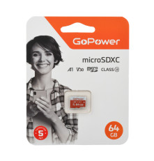 Карта памяти microSD GoPower 64GB Class10 UHS-I U3 V30 без адаптера