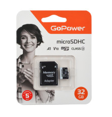 Карта памяти microSD GoPower 32GB Class10 UHS-I U1 V10 с адаптером