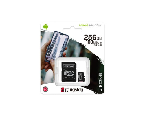 Карта памяти Kingston 256GB microSDXC Canvas Select Plus 100R A1 C10 Card + Adapter