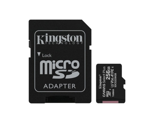 Карта памяти Kingston 256GB microSDXC Canvas Select Plus 100R A1 C10 Card + Adapter