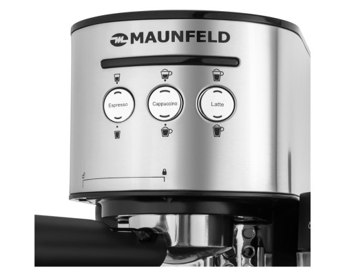 Кофемашина MAUNFELD MF-720S PRO, мощность 1470 Вт, давление 15 бар, капучинатор, резервуар для молока, возможность приготовления 2 чашек, объем резервуара воды 1,2 л , цвет нержавеющая сталь