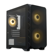 Корпус HSPD M321, Mesh Mini-tower, Black, slide TG, 0.45 SPCC, 2x140mm ARGB+1x120mm ARGB mATX, mITX 160/340/184mm 2x2.5