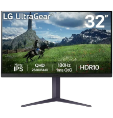 Монитор 27'' LG UltraGear 27GS85Q-B, Nano IPS, 2560x1440, 400cd/m2, 16:9, 1мс(GtG), HDMIx2, DP, USB3.0x3, 180Hz (up to 200Hz), выход на наушники, 178/178, внешний БП, VESA 100x100mm, LTP, HAS 110mm, G-SYNC, FreeSync, black