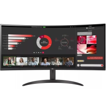 Монитор 34" LG UltraWide 34WR50QK-B, Curved (1800R) VA, 3440x1440, 300cd/m2, 21:9, 3000:1, 5мс (GtG), HDMIx2, DP, Headphone Out, 100Hz, 178/178, HDR 10, VESA (100x100 мм), sRGB 99%, внешний БП, Tilt, black