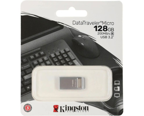 Накопитель USB Flash Drive Kingston 128GB DataTraveler Micro 200MB/s Metal USB 3.2 Gen 1