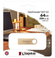 Накопитель USB Flash Drive Kingston 64GB 220MB/s Metal USB 3.2 Gen 1 DataTraveler SE9 G3