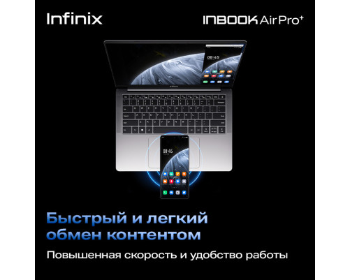 Ноутбук Infinix Inbook Air Pro+_XL434 14"(2880x1800 OLED)/Intel Core i5 1334U(1.3Ghz)/16384Mb/512SSDGb/noDVD/Int:Intel Iris Xe Graphics/BT/WiFi/57WHr/war 2y/1kg/Grey/Win11Home