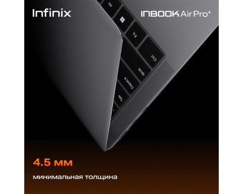 Ноутбук Infinix Inbook Air Pro+_XL434 14"(2880x1800 OLED)/Intel Core i5 1334U(1.3Ghz)/16384Mb/512SSDGb/noDVD/Int:Intel Iris Xe Graphics/BT/WiFi/57WHr/war 2y/1kg/Grey/Win11Home